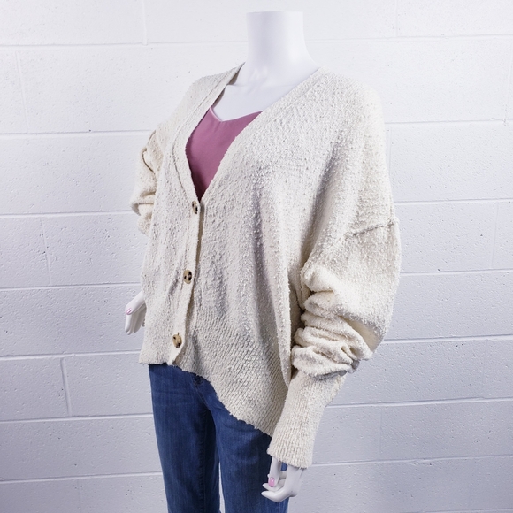 Free People Found My Friend Cardi Cardigan Sweater Cream Women's Large OB1329716 - Picture 4 of 15